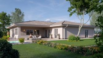 superior ground floor family house with double garage and spacious covered terrace